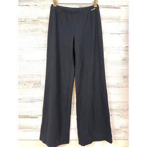 St. John Sport Womens S Black Knit Wide Leg Pull On Travel Pants Designer